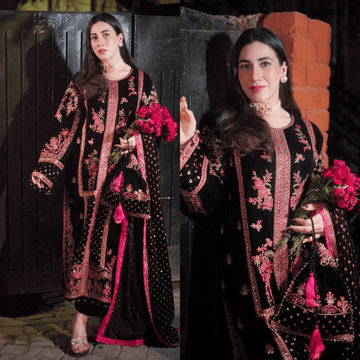 Maria B - Velvet Dress with Embroidered Dupatta - zab992